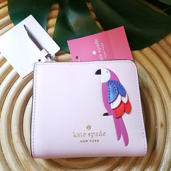 Small L-zip Bifold Wallet Kate Spade Parrot Flock - Picture 7 of 7